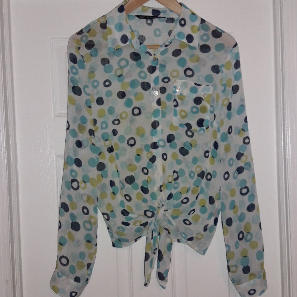 COPY - Sheer front tie blouse